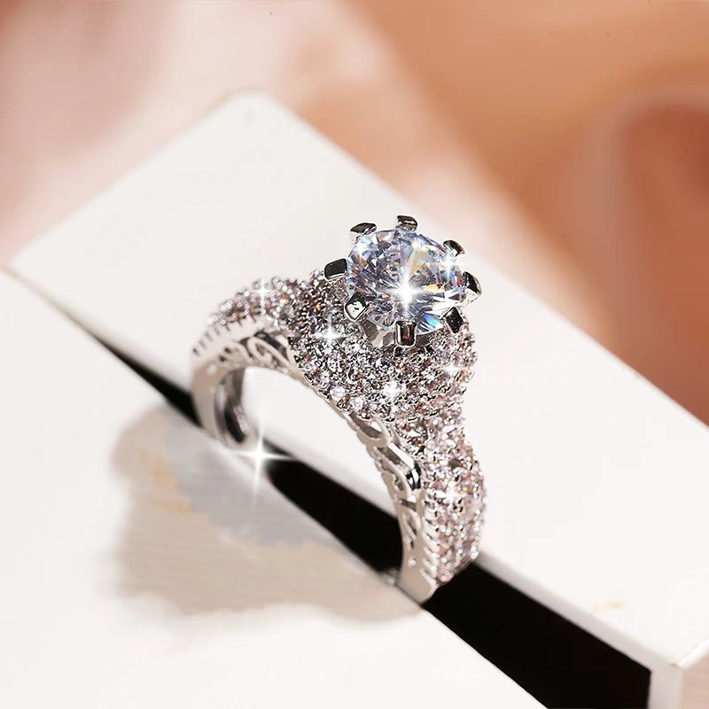 Exquisite Hollow Geometric 925 Silver Double Layer Ring - Nova Chic