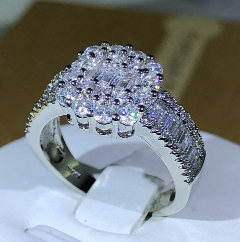 925 Silver Square Zircon Ring for Women