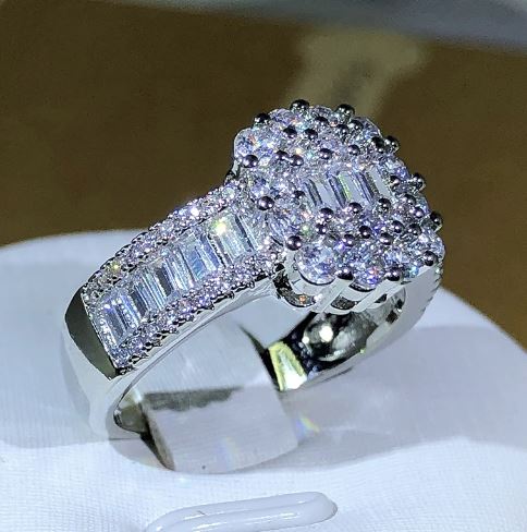 925 Silver Square Zircon Ring for Women