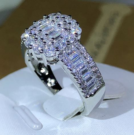 925 Silver Square Zircon Ring for Women