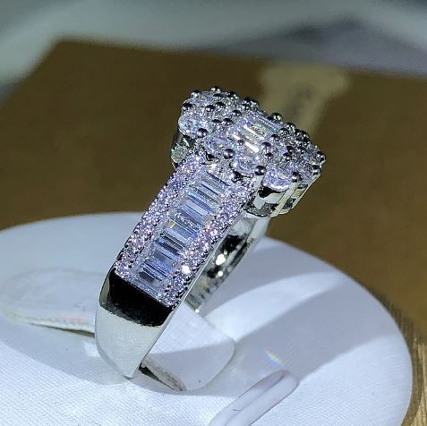 925 Silver Square Zircon Ring for Women