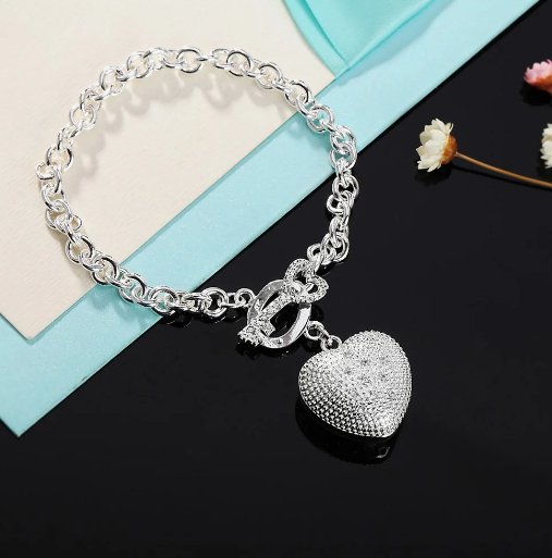 925 Sterling Silver AAA Zircon Heart Bracelet and Necklace Set