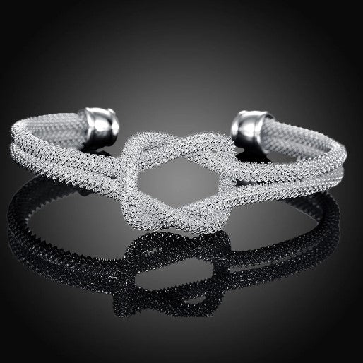 925 Sterling Silver Interwoven Bangle Bracelet