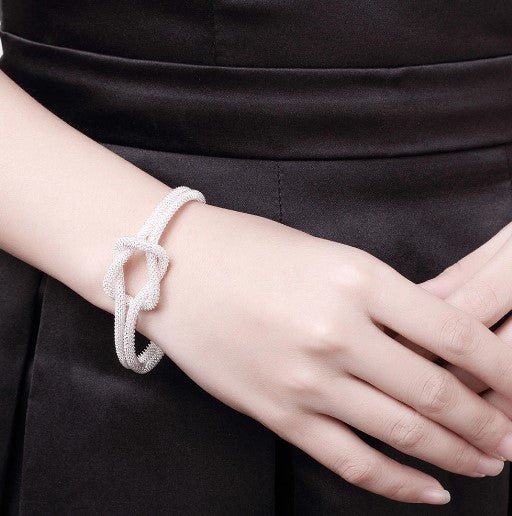 925 Sterling Silver Interwoven Bangle Bracelet