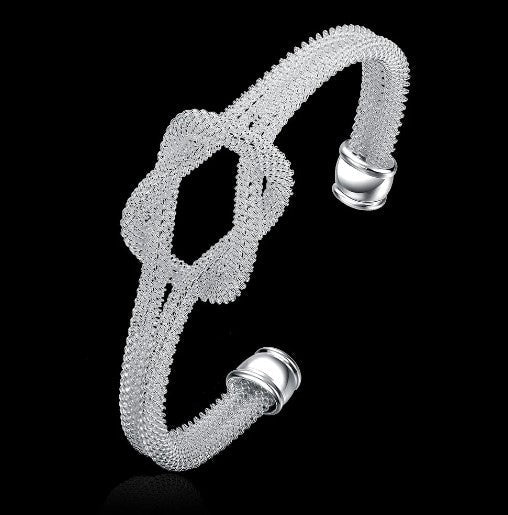 925 Sterling Silver Interwoven Bangle Bracelet