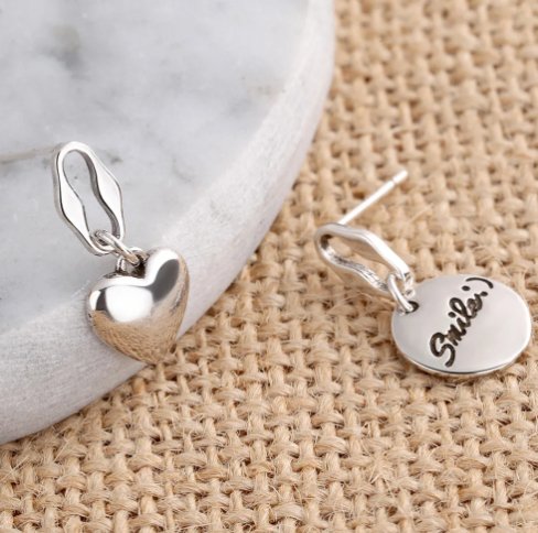 925 Sterling Silver LOVE Heart Stud Earrings