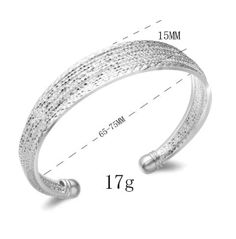 925 Sterling Silver Multi-line Bangle Bracelet