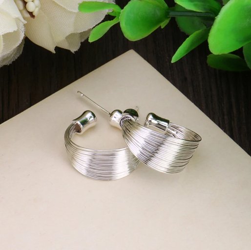 925 Sterling Silver Smooth Multi-line Stud Earrings