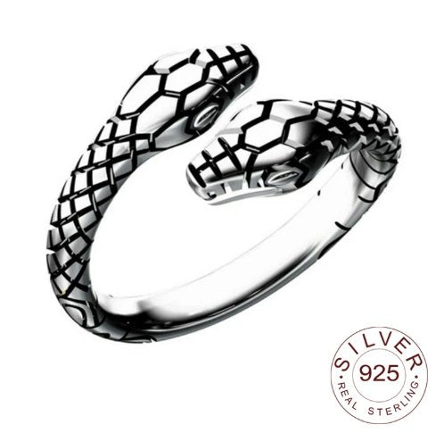 925 Sterling Silver Two-Headed Snake Ring