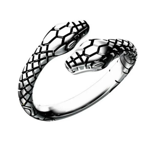 925 Sterling Silver Two-Headed Snake Ring