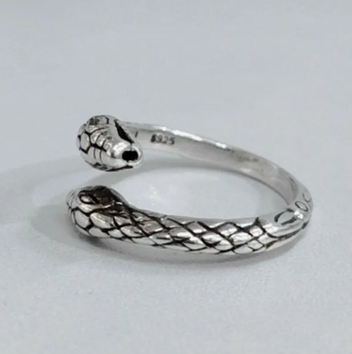 925 Sterling Silver Two-Headed Snake Ring