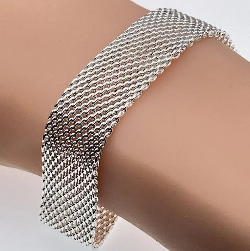 925 Sterling Silver Watchband Network Heart Bracelet