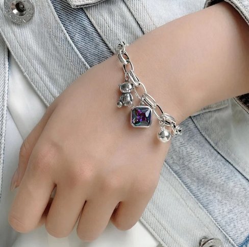 Charming Bear Fantasy 925 Sterling Silver Charm Bracelet