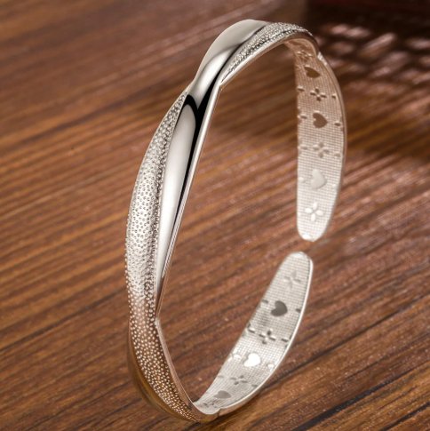 Elegance in Twine" 925 Sterling Silver Twining Cuff Bracelet