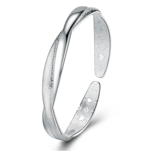 Elegance in Twine" 925 Sterling Silver Twining Cuff Bracelet