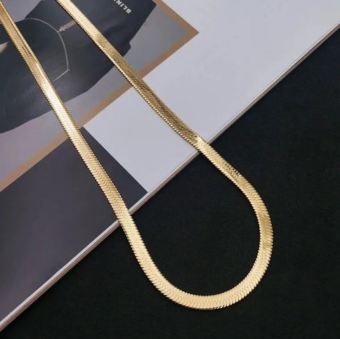 Elegant 925 Sterling Silver & 18K Gold Flat Chain Necklace