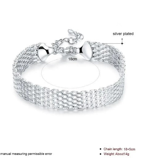 Fashion Weaving Chain 925 Sterling Silver Bracelet