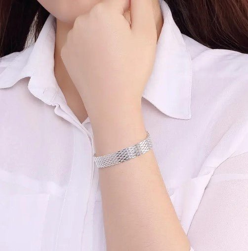 Fashion Weaving Chain 925 Sterling Silver Bracelet