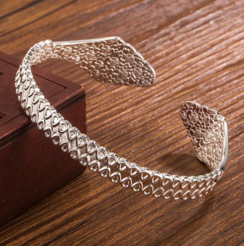 Fishtail Elegance 925 Sterling Silver Adjustable Cuff Bracelet