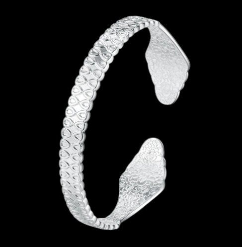 Fishtail Elegance 925 Sterling Silver Adjustable Cuff Bracelet
