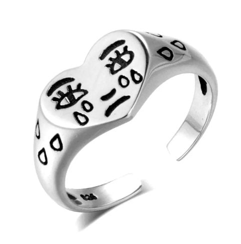 Heartfelt Expression Silver Cry Expression Woman Ring