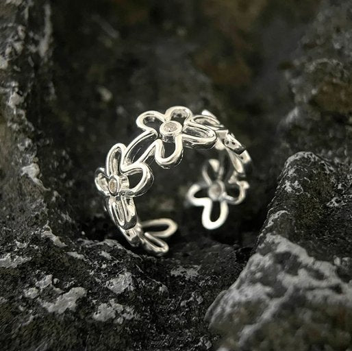 Hollow Flower Thai Silver Rings