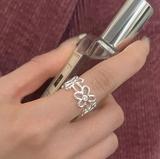 Hollow Flower Thai Silver Rings