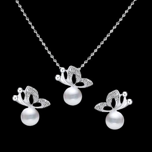 Pearl Whimsy 925 Sterling Silver Butterfly Set