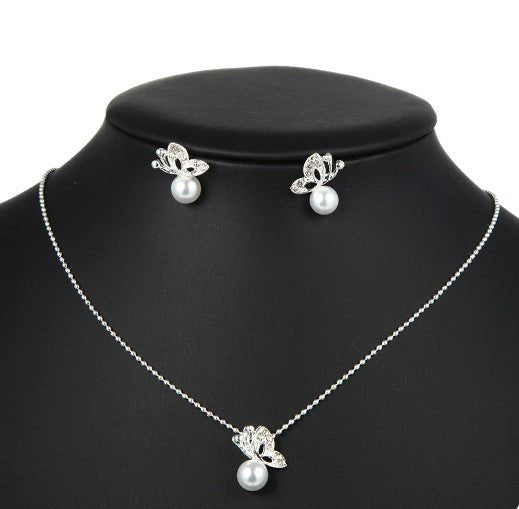 Pearl Whimsy 925 Sterling Silver Butterfly Set