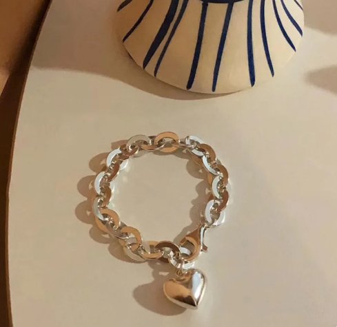 Romantic Heart Cross Chains 925 Sterling Silver Bracelet