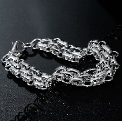 Silver Interlocking Circle Bracelet Chain