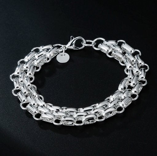 Silver Interlocking Circle Bracelet Chain