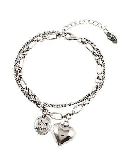 Silver Romantic Love Heart Charm Bracelet