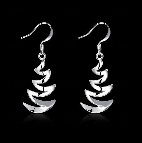 Sterling Silver Crescent Drop Earrings