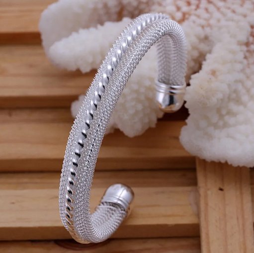 Sterling Silver Woven Mesh Bangle Bracelet