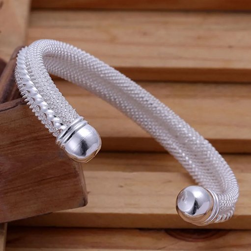 Sterling Silver Woven Mesh Bangle Bracelet