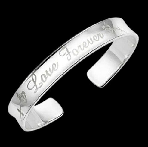 Vintage Love" 925 Sterling Silver Open Cuff Bracelet